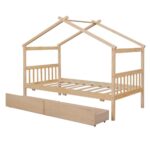 Twin Size Wooden House Bed with Trundle - Montessori Kids Floor Bed Wholesale - Image 3