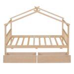 Twin Size Wooden House Bed with Trundle - Montessori Kids Floor Bed Wholesale - Image 4