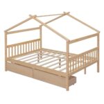 Wooden House Bed with Trundle Wholesale Factory