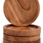 Round Acacia Wood Coasters with Lip Wholesale