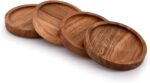 Round Solid Acacia Wood Coasters with Raised Edge - Farmhouse Drink Mats Wholesale - Image 2
