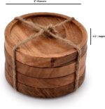 Round Solid Acacia Wood Coasters with Raised Edge - Farmhouse Drink Mats Wholesale - Image 3