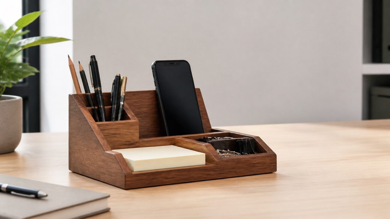 wooden desk organizer manufacturer OEM wholesale office storage