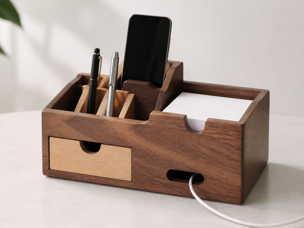 custom wooden desk organizer private label OEM office storage