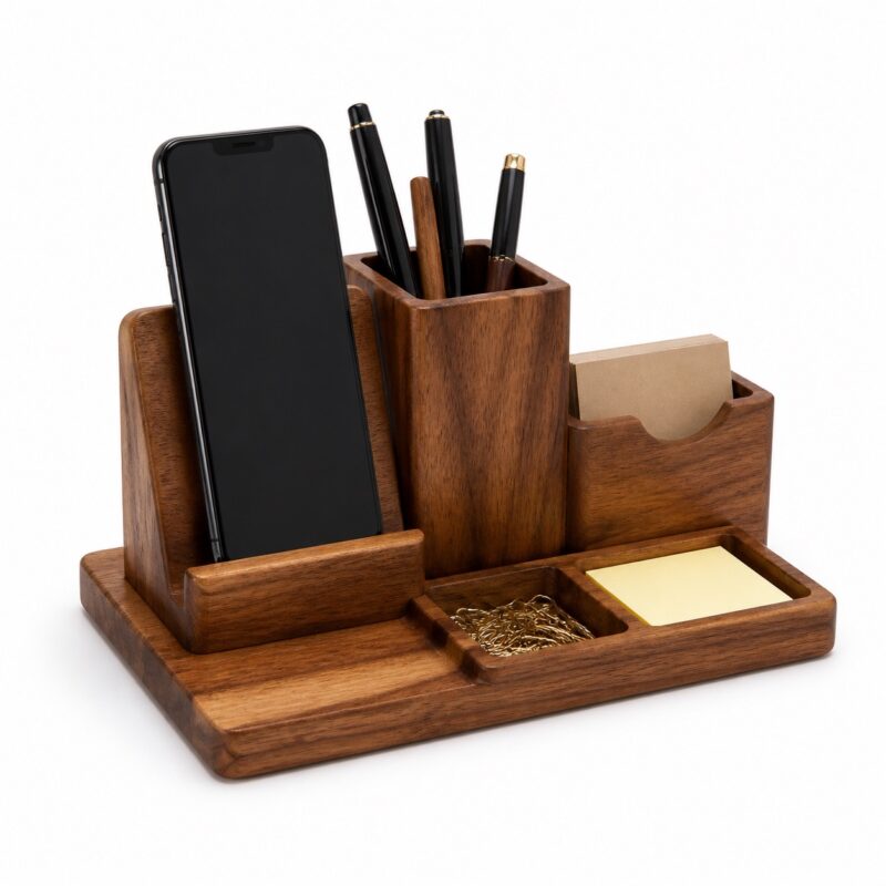 wooden desk organizer with phone slot OEM wholesale for private label office and corporate gift brands